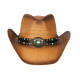 Chapeau Cowboy Marron et Turquoise en Paille Classe Prestige Rodeo CHAPEAUX Nyls Création