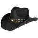 Chapeau Cowboy Noir et Turquoise en Paille Classe Prestige Rodeo CHAPEAUX Nyls Création