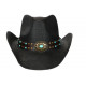 Chapeau Cowboy Noir et Turquoise en Paille Classe Prestige Rodeo CHAPEAUX Nyls Création