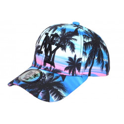 Casquette Enfant Bleue Rose Palmiers NY Tropicale Baseball 7 a 12 ans Casquette Enfant Hip Hop Honour