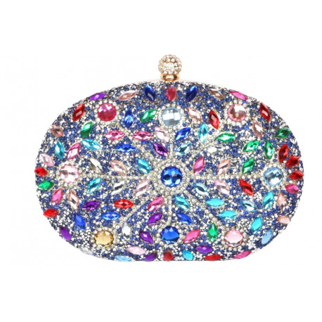 Pochette femme Cristal Bleue Doree Sac Clutch Minaudiere Strass Noella Pochette cérémonie Nyls Création