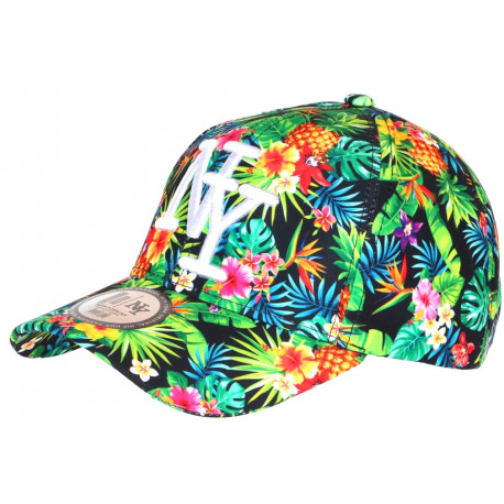 Casquette NY Orange et Verte Tropicale Fleurs Ananas Baseball Sunlight CASQUETTES Hip Hop Honour