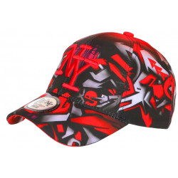 Casquette NY Rouge et Grise Originale Streetwear Baseball Larsy CASQUETTES Hip Hop Honour