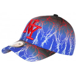 Casquette Enfant Rouge Bleue Print Original Eklyr NY Baseball 7 à 12 ans Casquette Enfant Hip Hop Honour