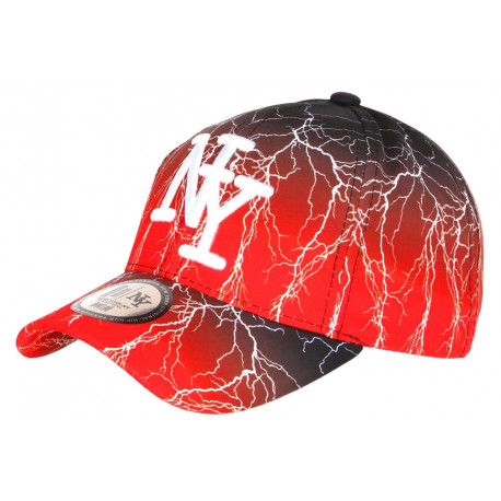 Casquette Enfant Rouge Blanche Print Original Eklyr NY Baseball 7 à 12 ans Casquette Enfant Hip Hop Honour