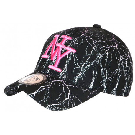 Casquette Enfant Noire et Rose Originale Eklyr NY Baseball 7 à 12 ans Casquette Enfant Hip Hop Honour