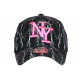 Casquette Enfant Noire et Rose Originale Eklyr NY Baseball 7 à 12 ans Casquette Enfant Hip Hop Honour