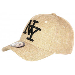 Casquette NY Beige Denim Chinee Classe Tendance Baseball Laxy CASQUETTES Hip Hop Honour