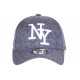 Casquette NY Bleue Denim Chinee et Blanche Classe Baseball Laxy CASQUETTES Hip Hop Honour