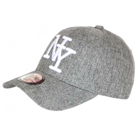 Casquette NY Grise Denim Chinee et Blanche Classe Baseball Laxy CASQUETTES Hip Hop Honour