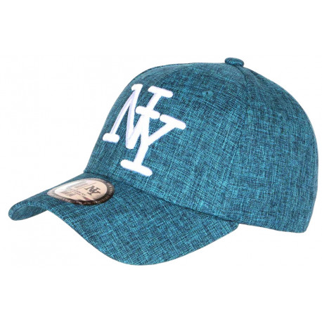 Casquette NY Bleu Turquoise Denim Chinee et Blanche Classe Laxy CASQUETTES Hip Hop Honour