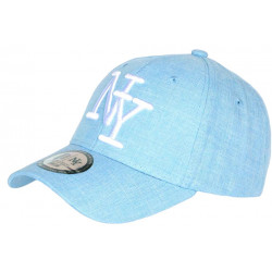 Casquette NY Bleu Ciel Chinée Denim et Blanche Classe Laxy CASQUETTES Hip Hop Honour