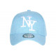 Casquette NY Bleu Ciel Chinée Denim et Blanche Classe Laxy CASQUETTES Hip Hop Honour