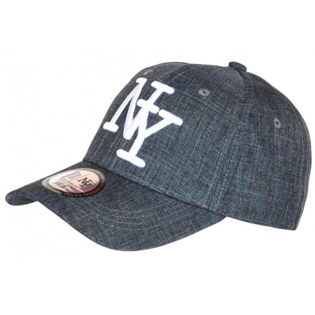 Casquette NY Grise Denim Chinee et Blanche Tendance Baseball Laxy CASQUETTES Hip Hop Honour