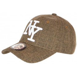 Casquette NY Marron Denim Chinee et Blanche Tendance Baseball Laxy CASQUETTES Hip Hop Honour