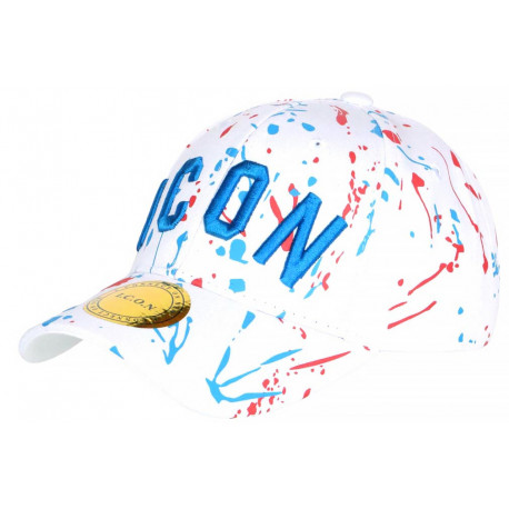 Casquette ICON Blanche et Bleue Streetwear Design Baseball Fyck CASQUETTES Hip Hop Honour