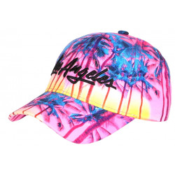 Casquette Los Angeles Rose et Jaune Palmiers Tropical Sunrise Baseball CASQUETTES Hip Hop Honour