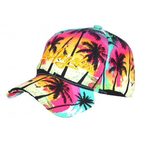 Casquette Los Angeles Rose et Verte Palmiers Tropical Boreal Baseball CASQUETTES Hip Hop Honour