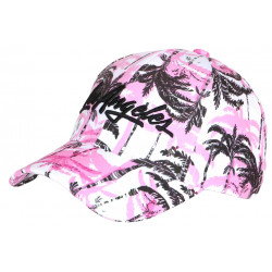 Casquette Los Angeles Blanche et Rose Palmiers Tropical Boreal Baseball CASQUETTES Hip Hop Honour