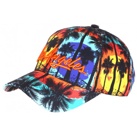 Casquette Enfant Orange et Verte Los Angeles tropicale Sunshine 7 a 11 ans Casquette Enfant Hip Hop Honour