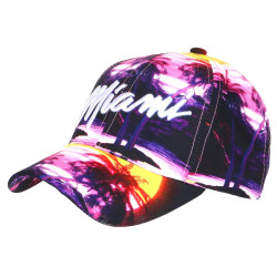 Casquette Enfant violette et jaune Miami Tropical Night de 7 à 11 ans Casquette Enfant Hip Hop Honour