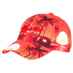 Casquette Enfant Orange Palmiers Miami Sunrise de 7 a 11 ans Casquette Enfant Hip Hop Honour