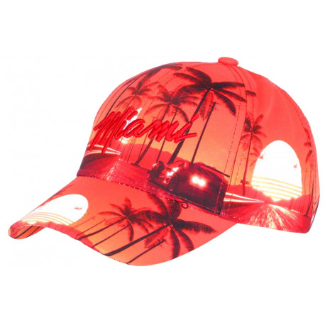 Casquette Enfant Orange Palmiers Miami Sunrise de 7 a 11 ans Casquette Enfant Hip Hop Honour