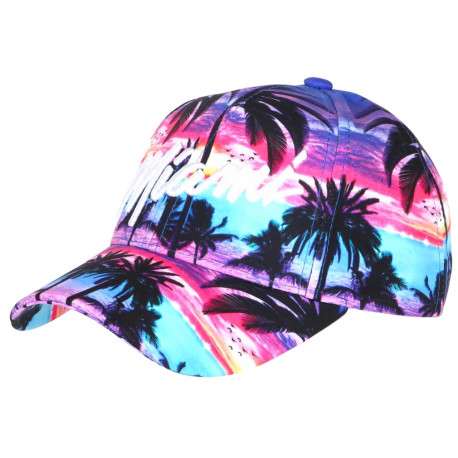 Casquette Miami Bleue Violette Palmiers Fashion Sunshine Baseball CASQUETTES Hip Hop Honour