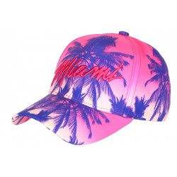 Casquette Miami Rose Bleue Palmiers Fashion Sunset Baseball CASQUETTES Hip Hop Honour