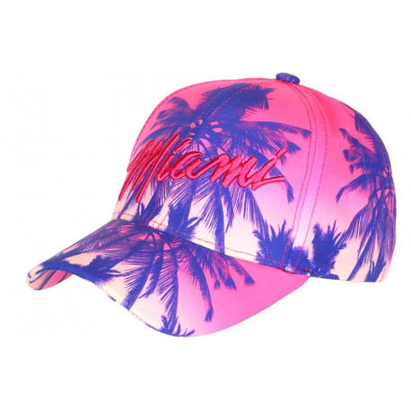 Casquette Miami Rose Bleue Palmiers Fashion Sunset Baseball CASQUETTES Hip Hop Honour