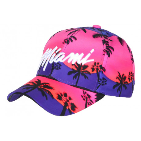 Casquette Miami Rose Violette Palmiers tendance Sunset Baseball CASQUETTES Hip Hop Honour