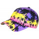 Casquette Miami Jaune Violette Palmiers Tropicale Night Baseball CASQUETTES Hip Hop Honour