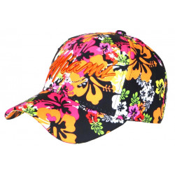 Casquette Miami Orange et Noire a Fleurs Fashion Bali Baseball CASQUETTES Hip Hop Honour