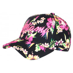 Casquette Enfant Rose et Noire Miami a Fleurs Bali 7 a 11 ans Casquette Enfant Hip Hop Honour