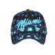 Casquette Miami Bleue et Noire a Fleurs Tropicales Bali Baseball CASQUETTES Hip Hop Honour