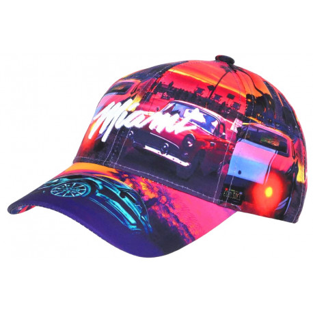 Casquette Miami Orange et Violette Tropicale City Baseball CASQUETTES Hip Hop Honour