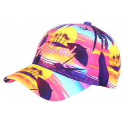 Casquette Miami Rose et Jaune Tropicale Sunrise Baseball CASQUETTES Hip Hop Honour