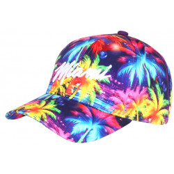 Casquette Miami Bleue et Rose Tropicale Palmiers Sunset Baseball CASQUETTES Hip Hop Honour