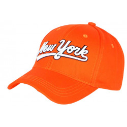 Casquette NY Orange et Blanche Rétro Classe en Coton Bronxa Baseball CASQUETTES Hip Hop Honour