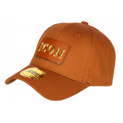 Casquette ICON Marron Patch Dore Cuir Streetwear Baseball Luzza CASQUETTES Hip Hop Honour