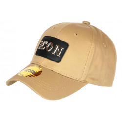 Casquette ICON Beige Patch Argent Cuir Streetwear Baseball Luzza CASQUETTES Hip Hop Honour