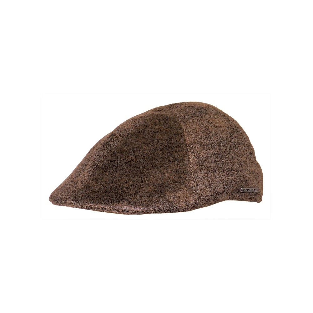 Casquette plate cuir vintage homme - HERMAN - 4526