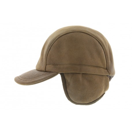 Casquette Herman Simili Cuir uni avec rabats Marron ANCIENNES COLLECTIONS divers