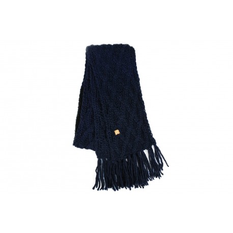 Echarpe Bleu Marine Tricot losanges et franges ANCIENNES COLLECTIONS divers