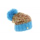 Bonnet enfant chiné pompon Turquoise ANCIENNES COLLECTIONS divers