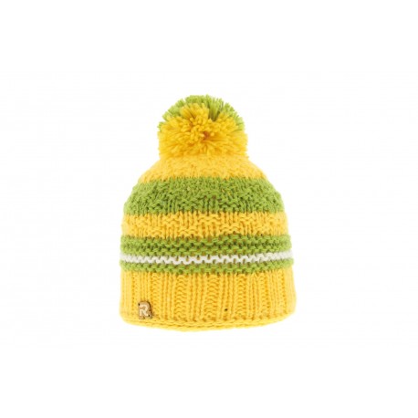 Bonnet Enfant Tricot Tricolore Jaune ANCIENNES COLLECTIONS divers