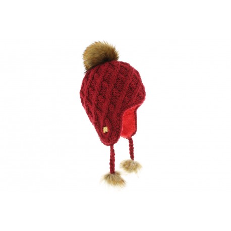 Bonnet Péruvien Tricot uni pompon Racoon Rouge ANCIENNES COLLECTIONS divers