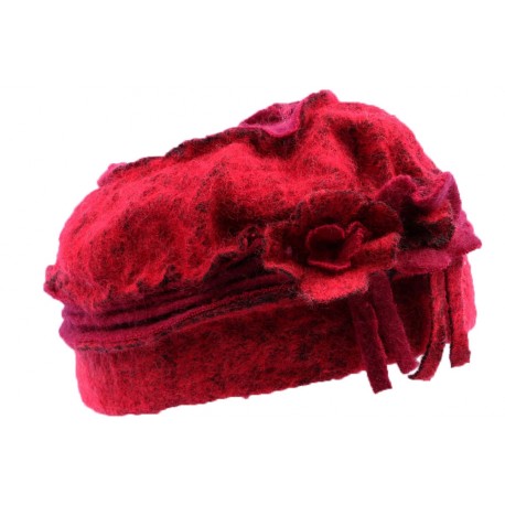 Toque femme en laine bouillie en coloris rouge ANCIENNES COLLECTIONS divers