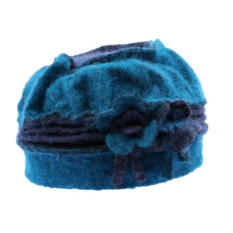 Toque femme en laine bouillie en coloris Bleu ANCIENNES COLLECTIONS divers