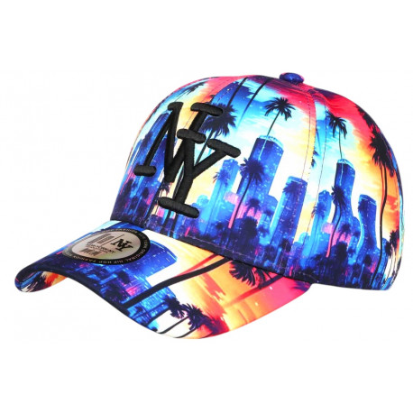 Casquette Enfant Bleue Orange Tropicale City NY Baseball 7 a 12 ans Casquette Enfant Hip Hop Honour
